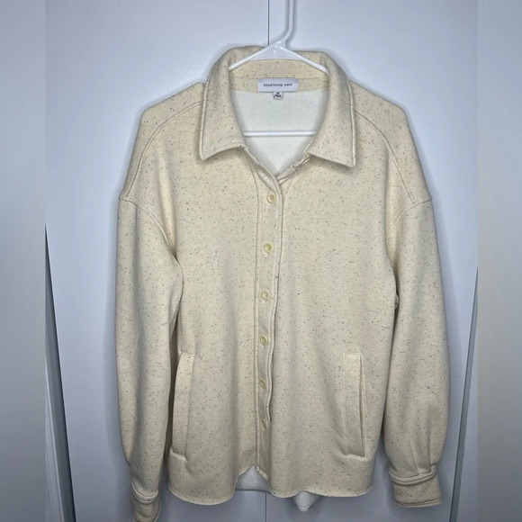 Something Navy - Ivory Donegal Candy Shirt Jacket Shacket - XS - Picture 2 of 8
